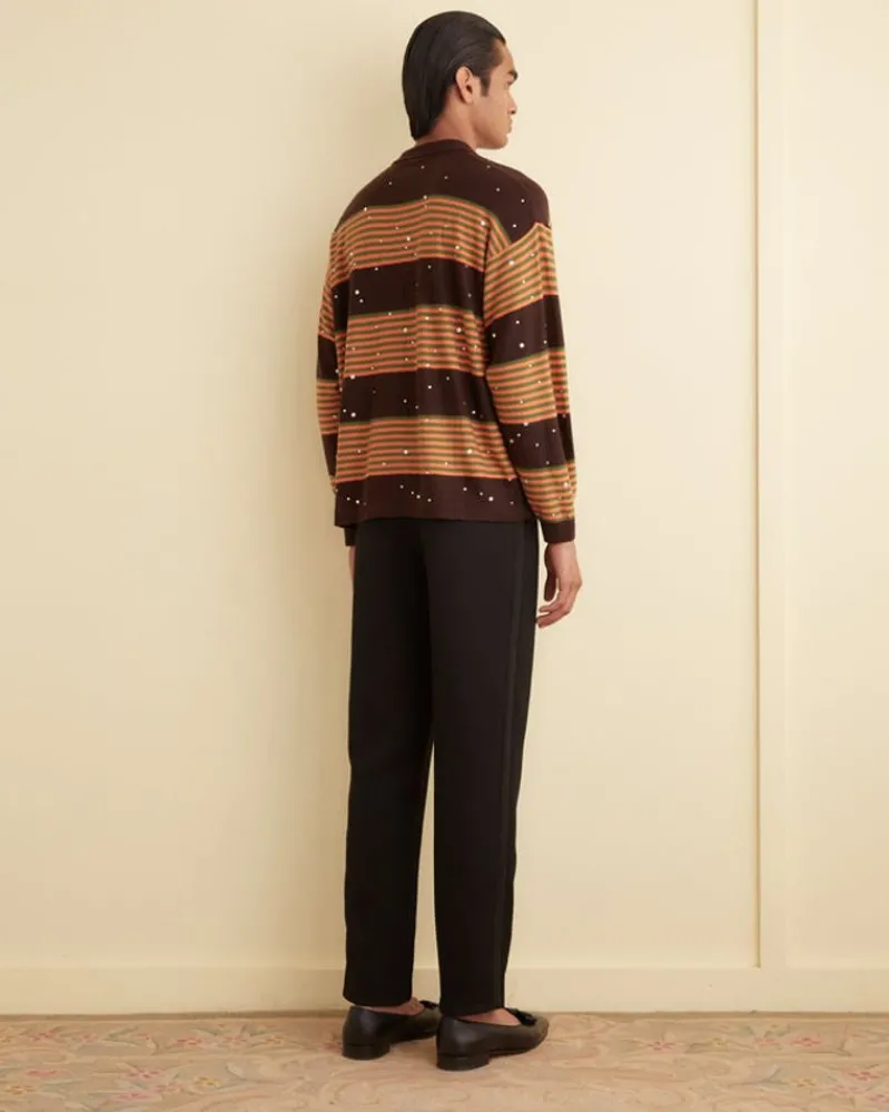 Knitwear<BODE Embellished Stripe Cycling Polo Brown