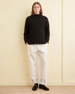 Trousers & Pants<BODE Embroidered Blackjack Pajama Pants White