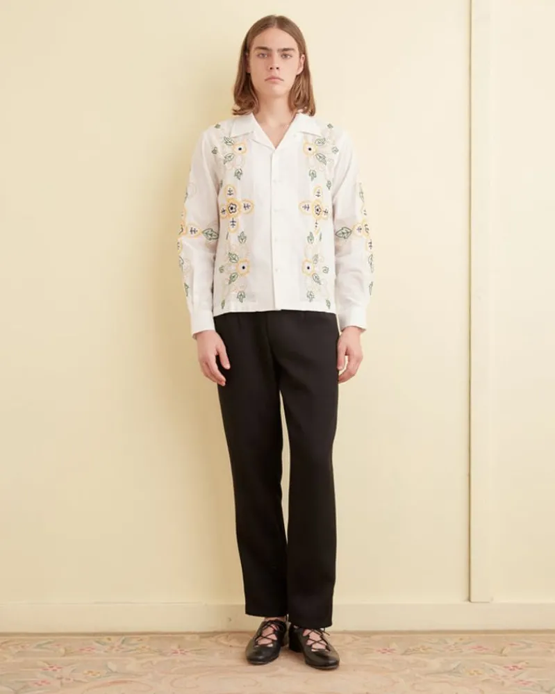 Shirts<BODE Embroidered Buttercup Long Sleeve Shirt White