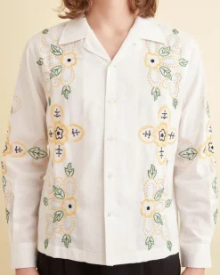 Shirts<BODE Embroidered Buttercup Long Sleeve Shirt White