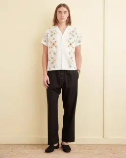 Shirts<BODE Embroidered Buttercup Short Sleeve Shirt White
