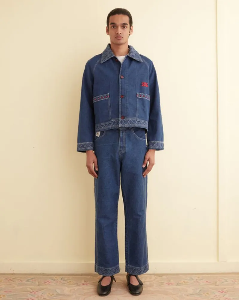 Outerwear<BODE Embroidered Denim Jacket Indigo