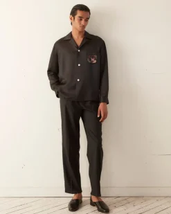 Shirts<BODE Embroidered Leafwing Long Sleeve Shirt Black