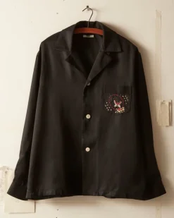 Shirts<BODE Embroidered Leafwing Long Sleeve Shirt Black