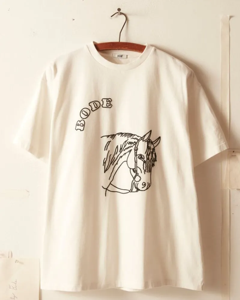 Cut & Sew<BODE Embroidered Pony Tee Cream