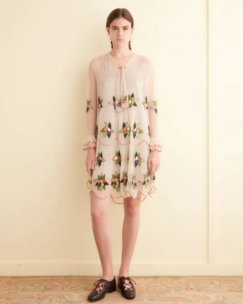 Dresses<BODE Embroidered Suncherry Dress White/Multi