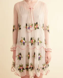 Dresses<BODE Embroidered Suncherry Dress White/Multi