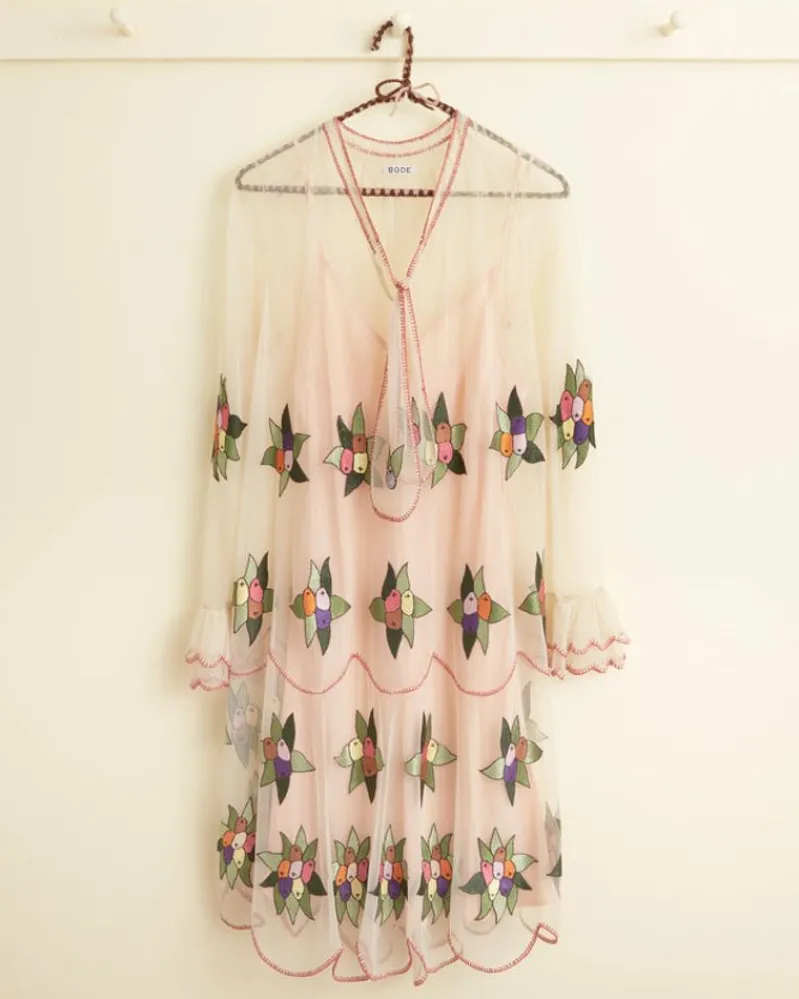Dresses<BODE Embroidered Suncherry Dress White/Multi
