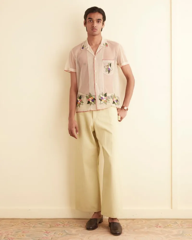 Shirts<BODE Embroidered Suncherry Short Sleeve Shirt White/Multi