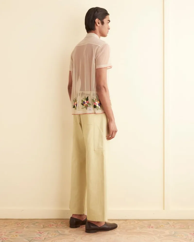 Shirts<BODE Embroidered Suncherry Short Sleeve Shirt White/Multi
