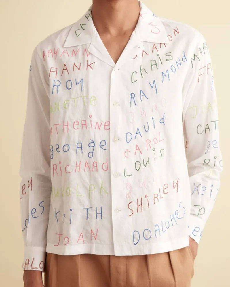 Shirts<BODE Familial Hall Long Sleeve Shirt White