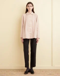 Tops<BODE Flannel Ticking Jonas Shirt Pink