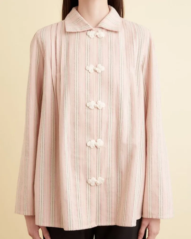Tops<BODE Flannel Ticking Jonas Shirt Pink