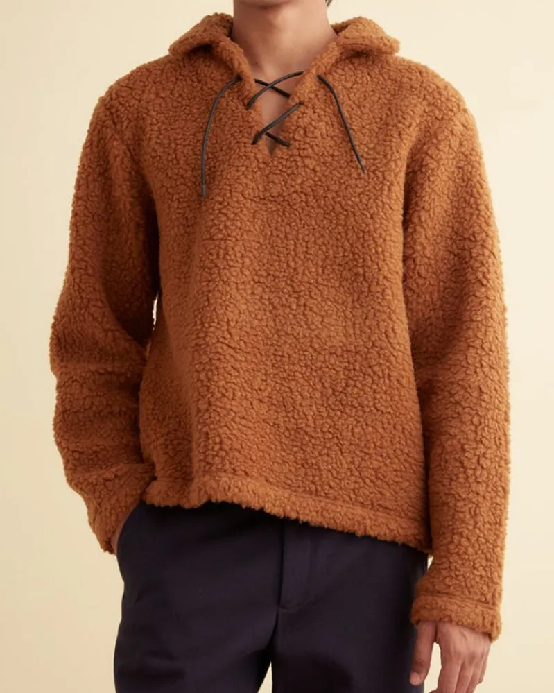 Outerwear<BODE Fleece Tie-Up Pullover Caramel
