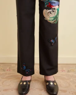 Trousers & Pants<BODE Flying Fauna Tuxedo Trousers Black