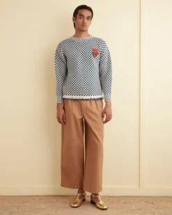 Knitwear<BODE Fringe Check Pullover - Blue