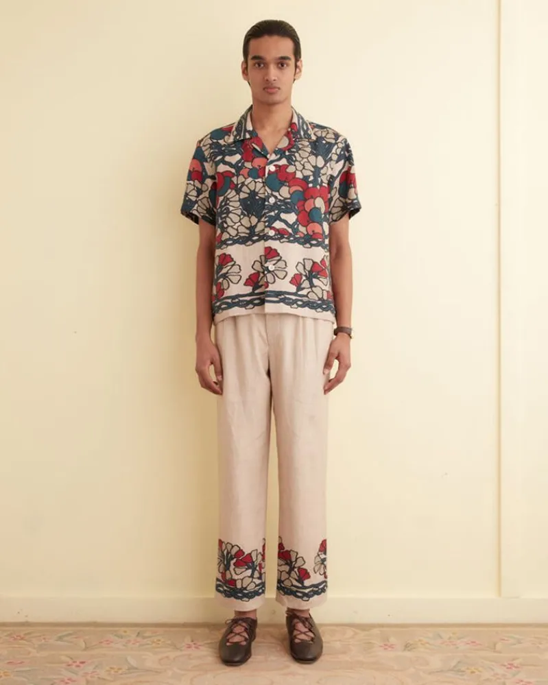 Shirts<BODE Garden Lattice Short Sleeve Shirt Ecru/Multi
