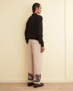Trousers & Pants<BODE Garden Lattice Trousers Ecru/Multi