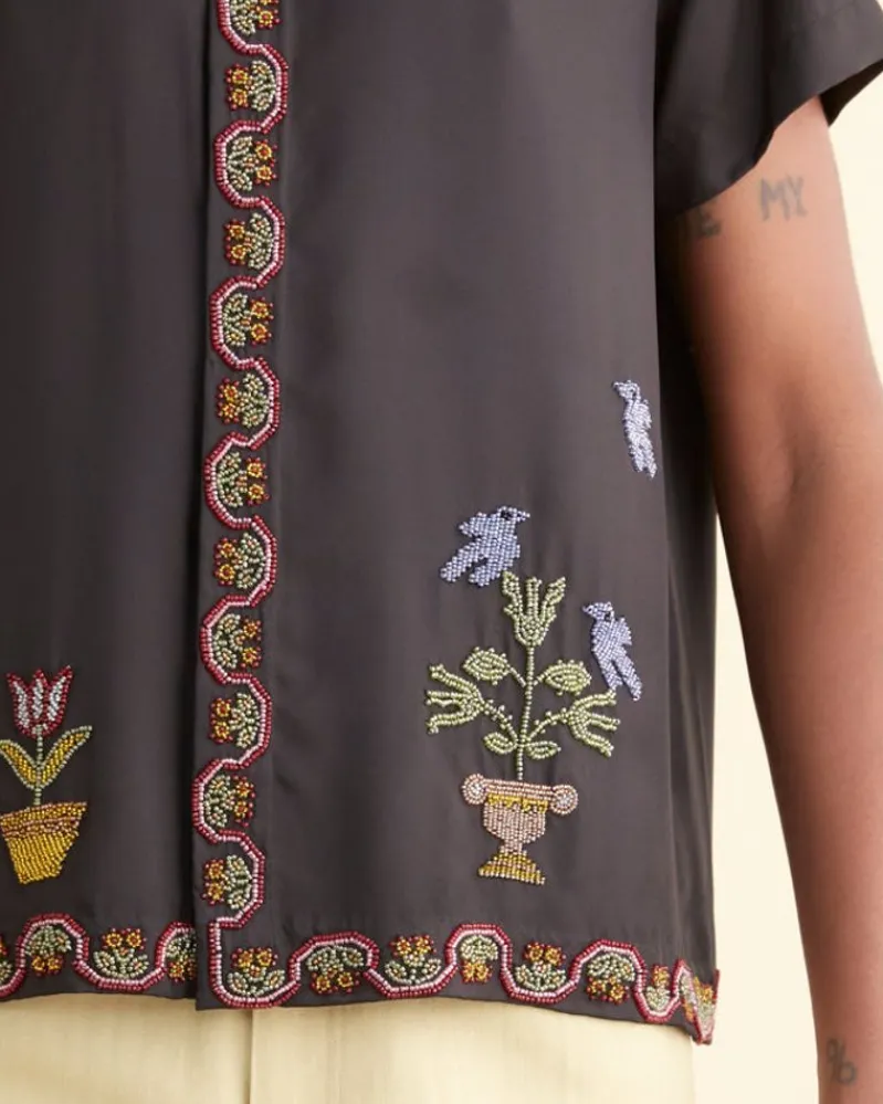 Shirts<BODE Garden Sampler Short Sleeve Shirt Black/Multi