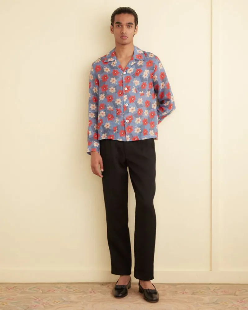 Shirts<BODE Geo Poppy Long Sleeve Shirt Blue