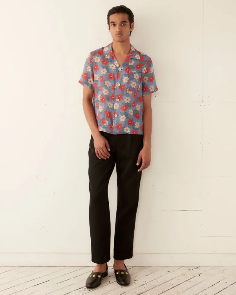 Shirts<BODE Geo Poppy Short Sleeve Shirt Blue