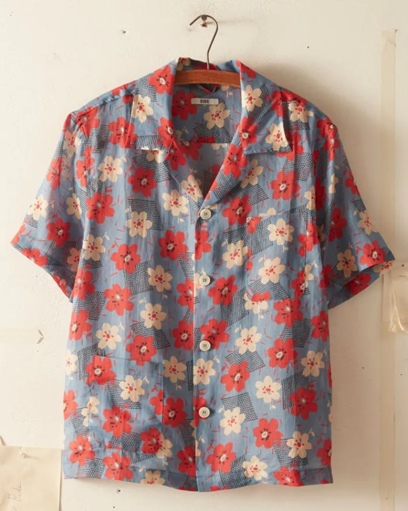 Shirts<BODE Geo Poppy Short Sleeve Shirt Blue