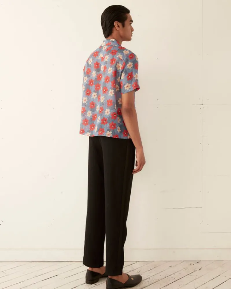Shirts<BODE Geo Poppy Short Sleeve Shirt Blue