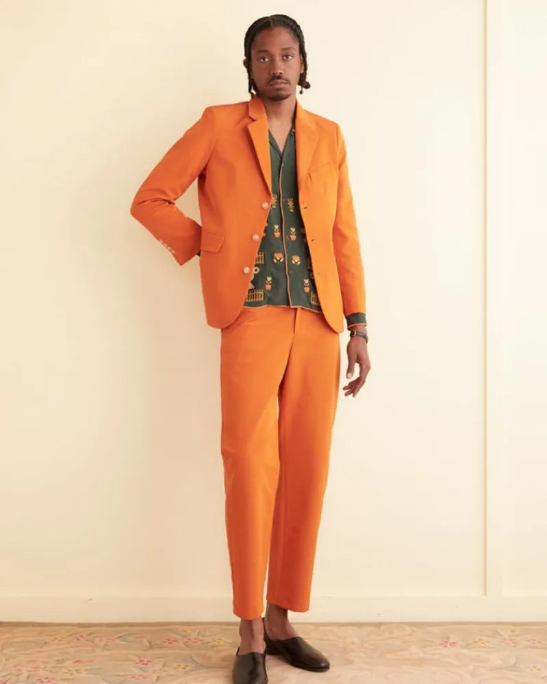 Outerwear<BODE Ginger Faille Single-Breasted Suit Jacket Orange