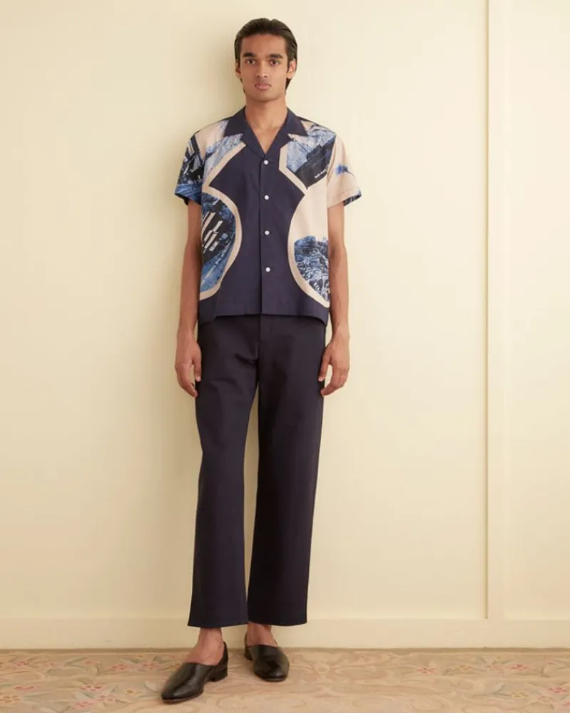 Shirts<BODE Goldfield Short Sleeve Shirt Blue
