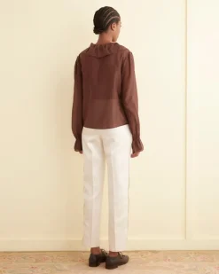 Tops<BODE Heartwood Flounce Blouse Brown