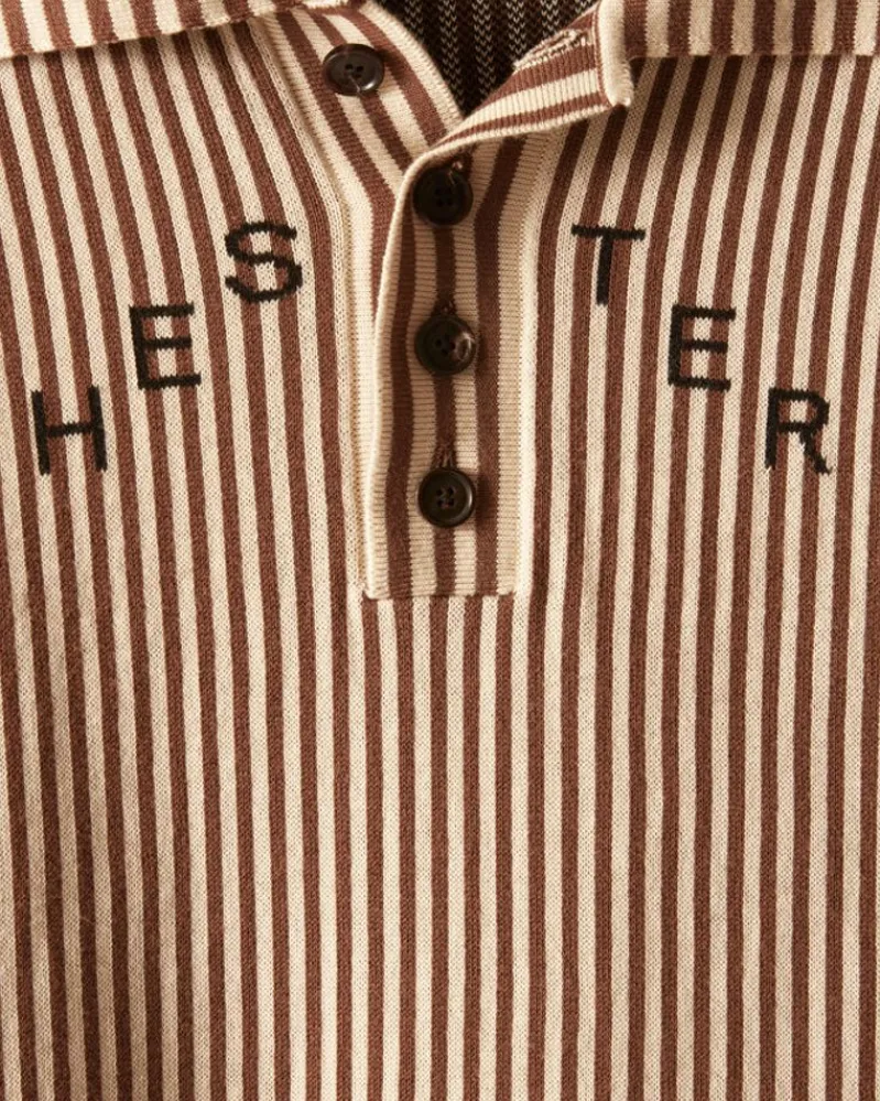 Knitwear<BODE Hester Street Polo - Brown/Cream