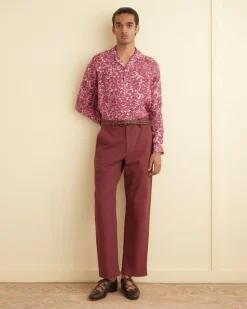 Shirts<BODE Hibiscus Spray Long Sleeve Shirt Maroon
