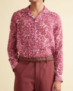 Shirts<BODE Hibiscus Spray Long Sleeve Shirt Maroon