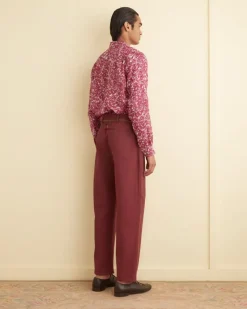 Shirts<BODE Hibiscus Spray Long Sleeve Shirt Maroon