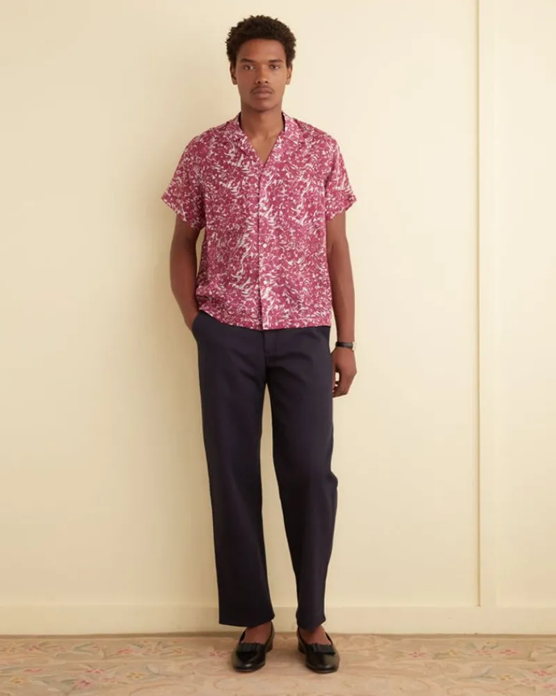 Shirts<BODE Hibiscus Spray Short Sleeve Shirt Maroon