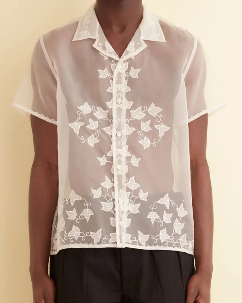 Shirts<BODE Ivy Applique Short Sleeve Shirt White