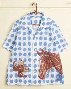 Shirts<BODE Jockey Dot Short Sleeve Shirt Blue/Multi