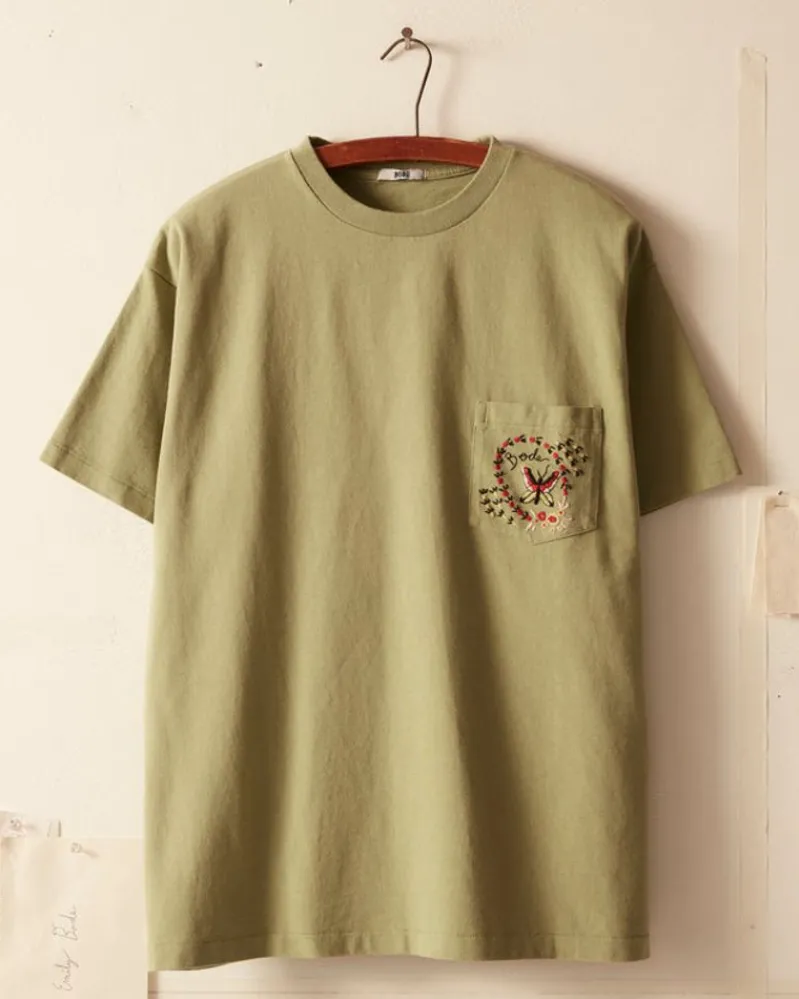 Cut & Sew<BODE Leafwing Pocket Tee - Mint