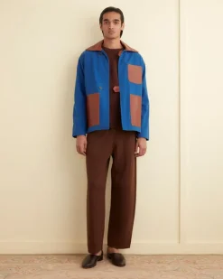 Outerwear<BODE Leather Tab Jacket - Tan/Blue