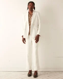 Outerwear<BODE Linen Double-Breasted Suit Jacket - Ivory