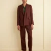 Suiting<BODE Linen Double-Breasted Suit Jacket - Chocolate