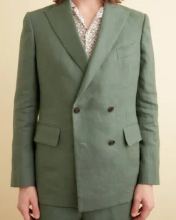 Outerwear<BODE Linen Double-Breasted Suit Jacket Green