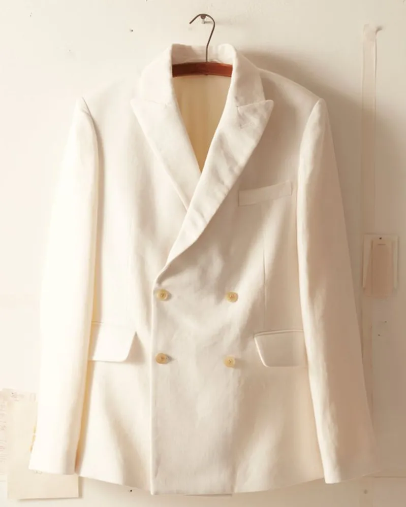 Outerwear<BODE Linen Double-Breasted Suit Jacket - Ivory