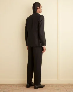 Suiting<BODE Linen Double-Breasted Suit Jacket - Black
