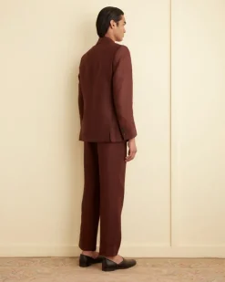 Suiting<BODE Linen Double-Breasted Suit Jacket - Chocolate