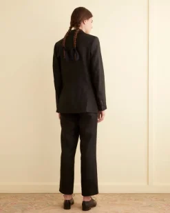 Outerwear<BODE Linen Double-Breasted Suit Jacket - Black