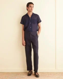 Trousers & Pants<BODE Linen Suiting Trousers Navy