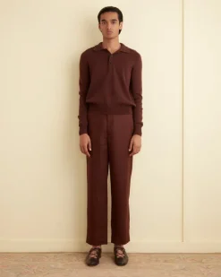 Trousers & Pants<BODE Linen Suiting Trousers - Chocolate