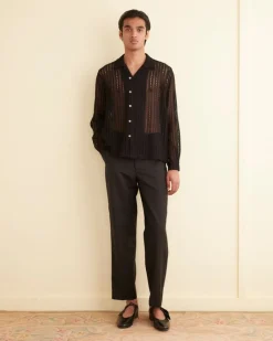 Shirts<BODE Meandering Lace Long Sleeve Shirt Black