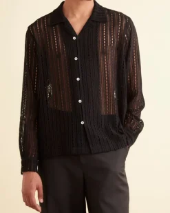 Shirts<BODE Meandering Lace Long Sleeve Shirt Black